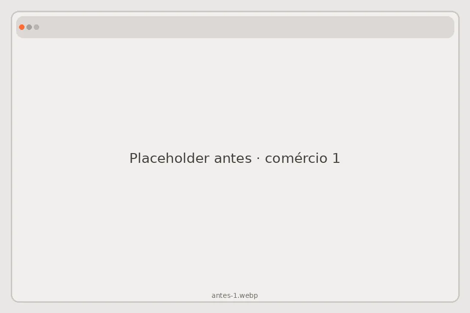 Placeholder de site antigo do comércio, exemplo um